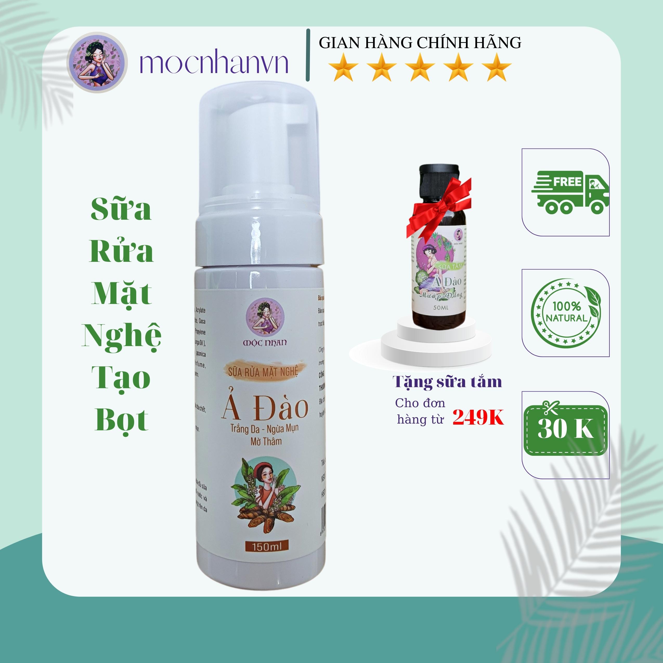 Sữa rửa mặt nghệ Ả Đào Mộc Nhan, gel rửa mặt tạo bọt làm trắng da, giảm mụn, hết thâm nám, sạch sâu se khít lỗ chân lông, tặng mẫu thử xà bông - MOCNHANVN