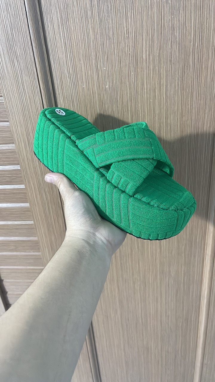 Dép nữ quai chéo nhung cao 7cm siêu xinh