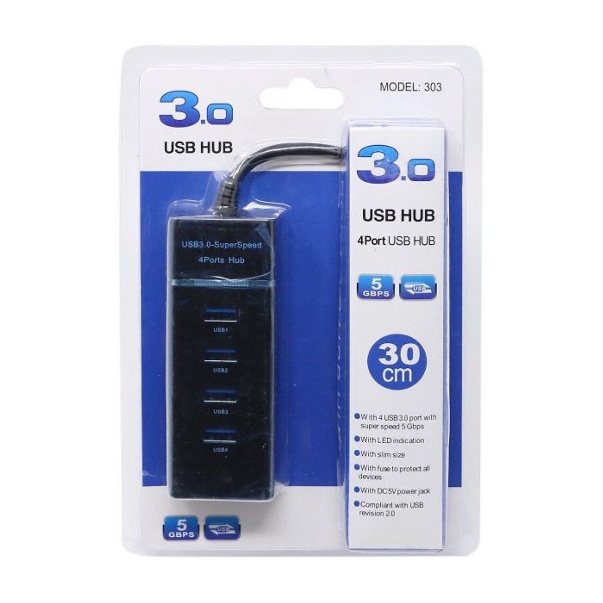Bộ chia usb hub 4 cổng tốc độ cao cổng usb 3.0 model 303