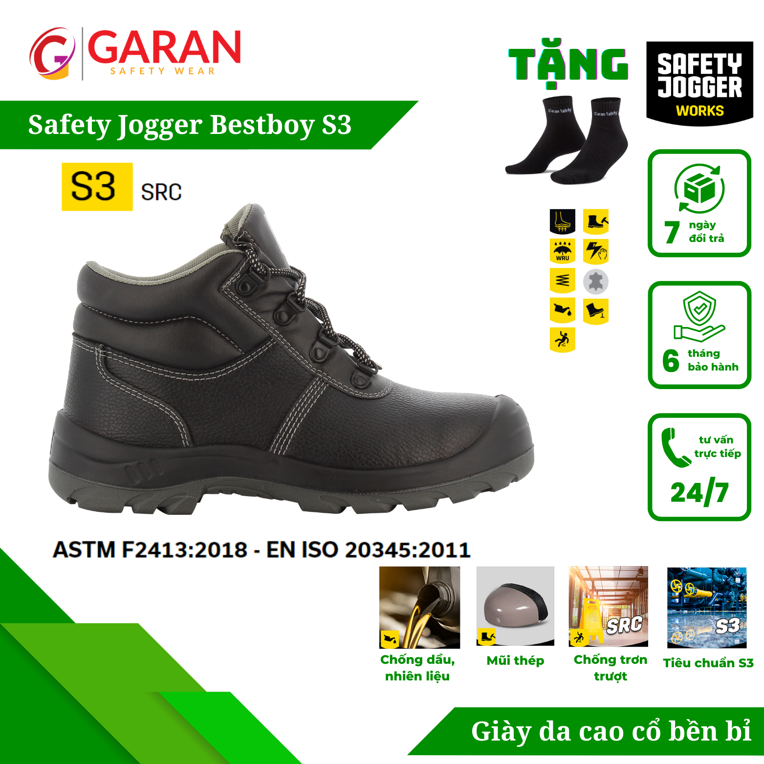 Giày Bảo Hộ Công Trường Safety Jogger Bestboy S3