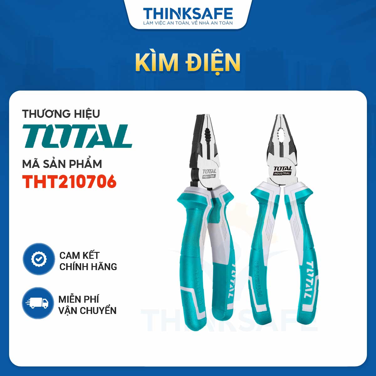 Kìm răng total tht210706 nhọn cao cấp thép cr-v tay cầm chắc chắn - thinksafe