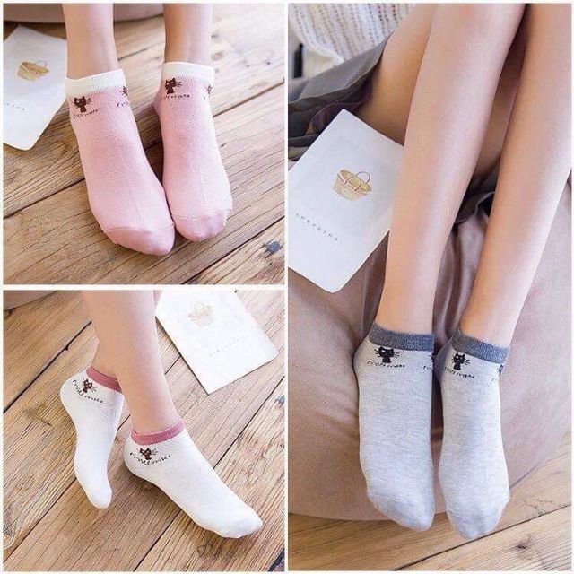 Combo 5 đôi vớ tất cổ ngắn hình mèo
