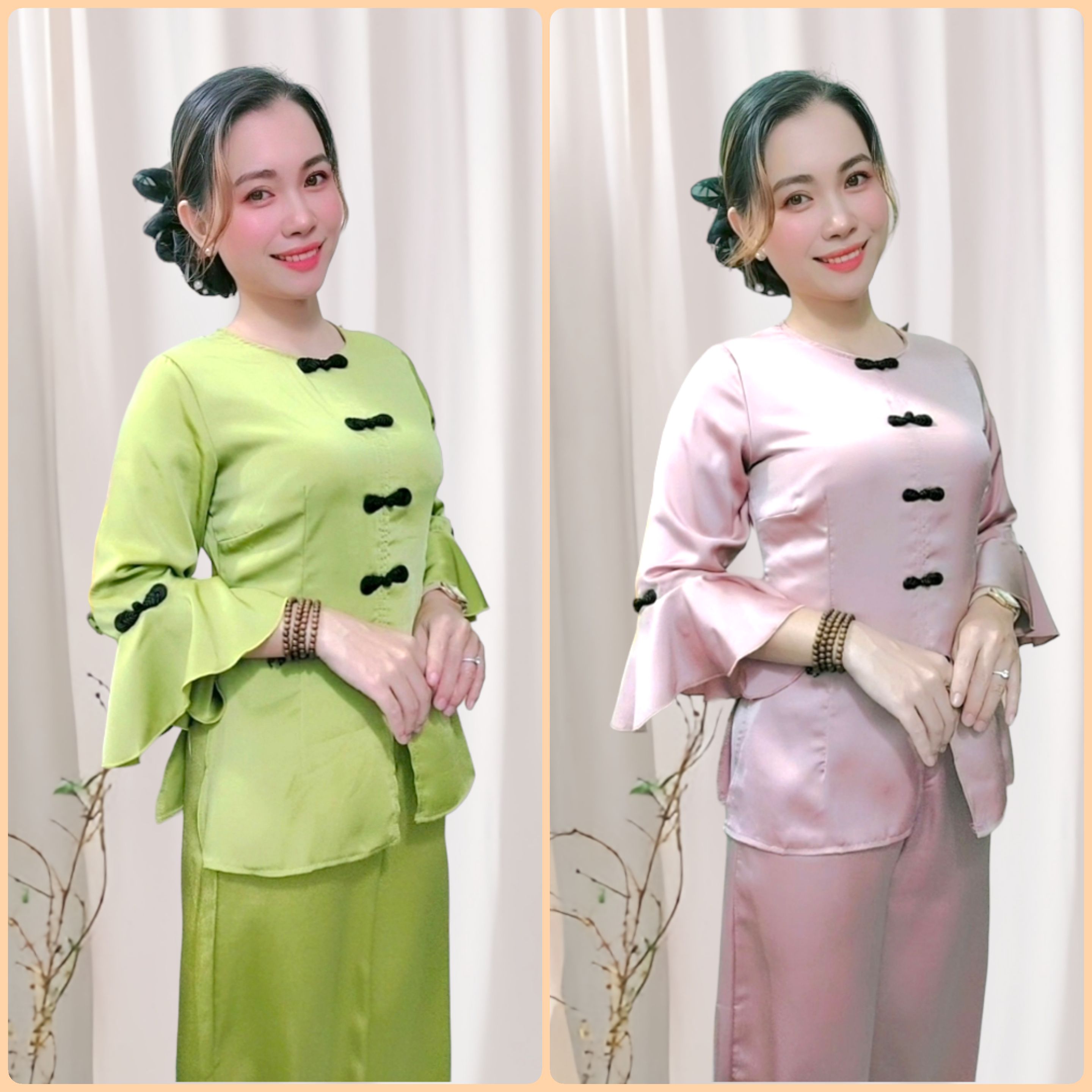Bộ bà ba cách tân áo gấm tay bèo phom 42-58kg