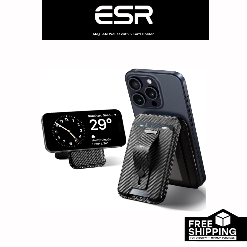 Esr cho ví MagSafe, 5 Đồ đựng thẻ, Ví iphone có giá có điều chỉnh, ngón tay Vòng kẹp bảo vệ, ví từ tính cho Iphone 15/14/13/12, không phải cho Iphone 13/12 mini, không tìm thấy tương thích của tôi