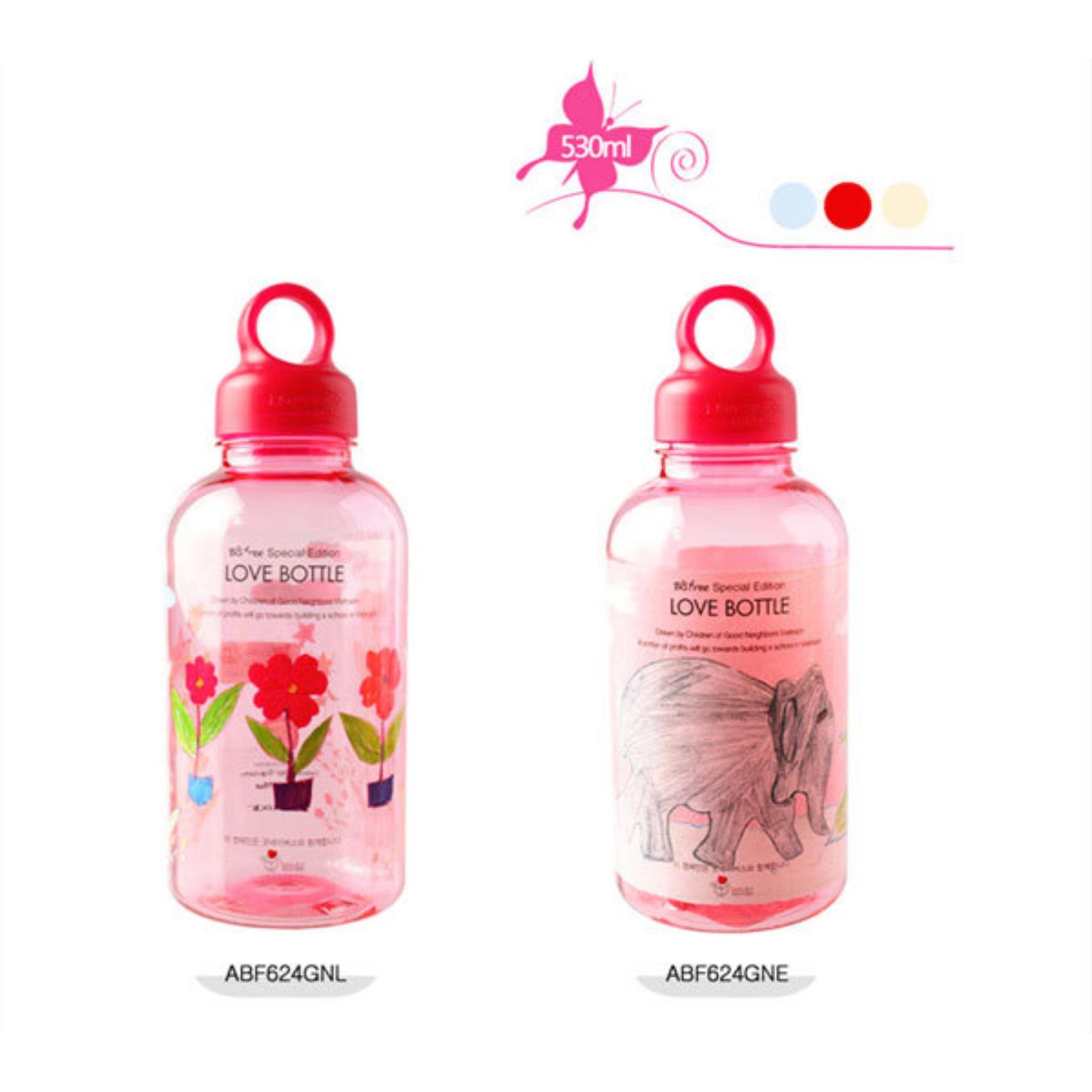 Bình nước lock&lock bisfree in tranh 530ml - màu hồng - abf624gnl