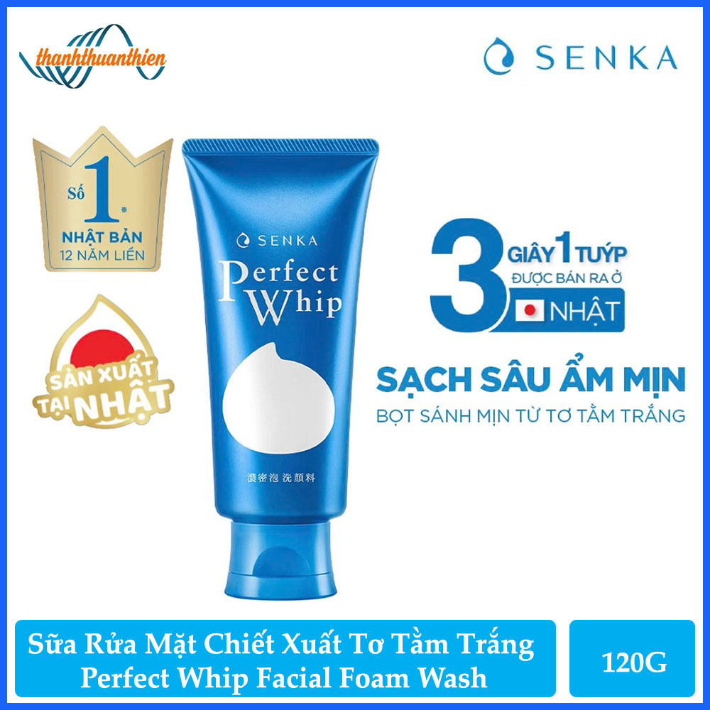 Sữa rửa mặt senka tạo bọt chiết xuất tơ tằm trắng perfect whip facial foam wash 120g