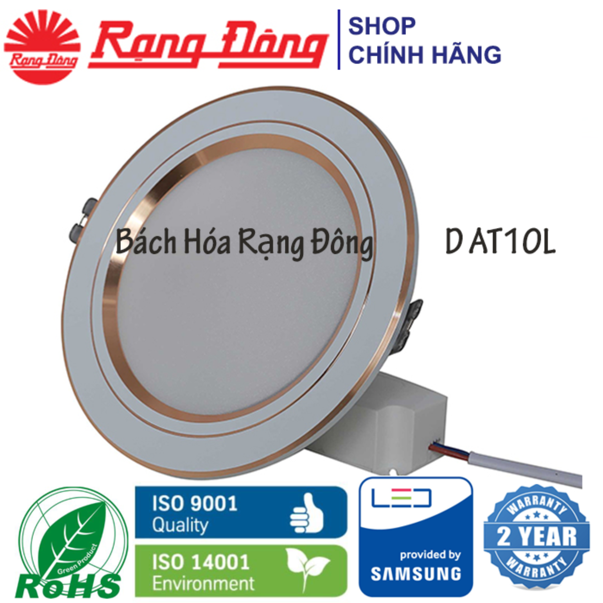 Bộ 6 đèn led âm trần rạng đông 9w đổi 3 màu, mạ vàng, mạ bạc samsung chipled