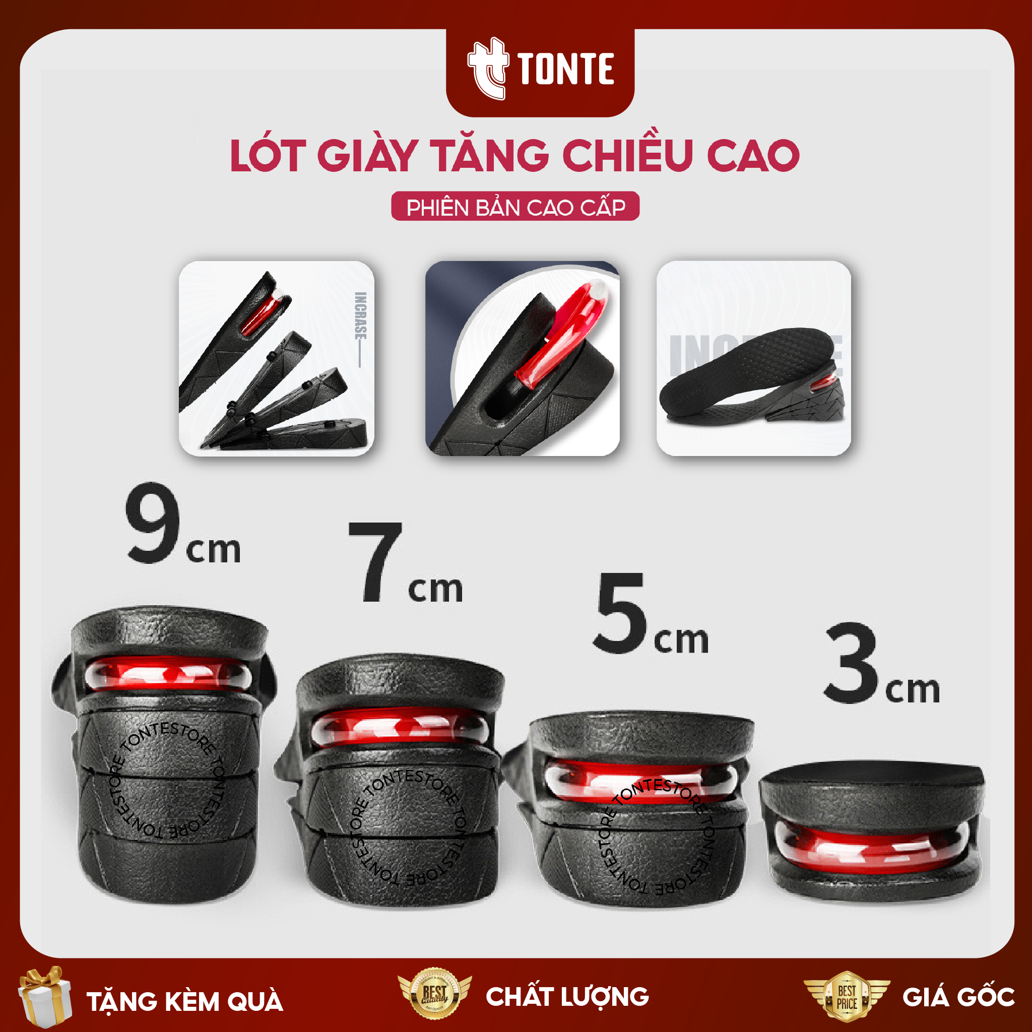 Cặp Lót Giày Độn Đế Tăng Chiều Cao (Loại cao su đúc,có miếng lót nhung cao cấp)