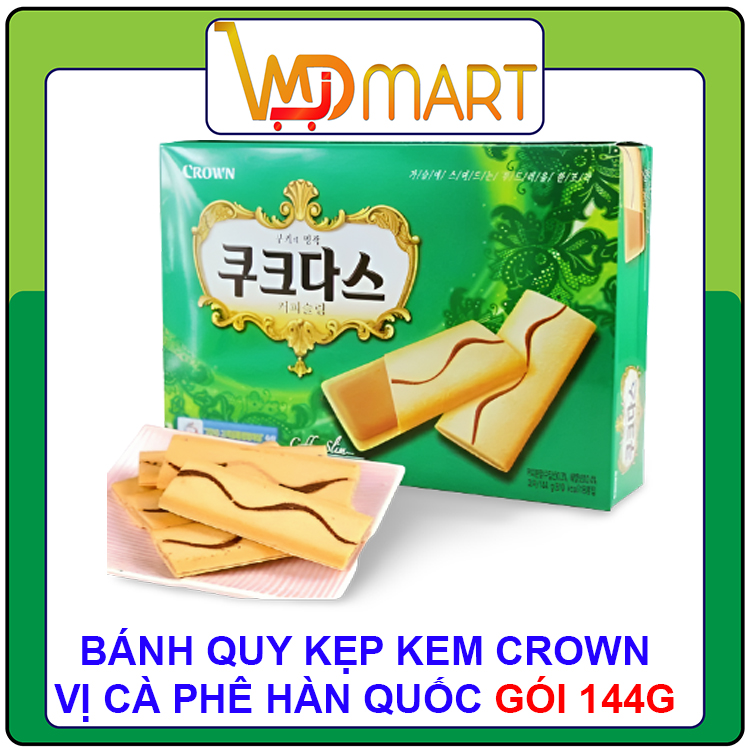 Bánh quy kẹp kem couque d'asse vienna coffee crown hàn quốc gói 144g