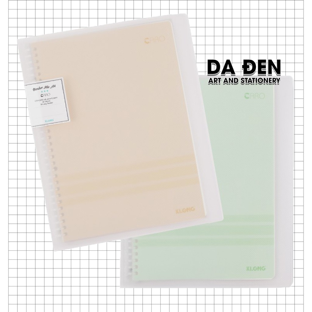 [DA ĐEN] KLONG Sổ Caro File Nhựa Kẹp Còng A4 - 40 tờ  MS: 554