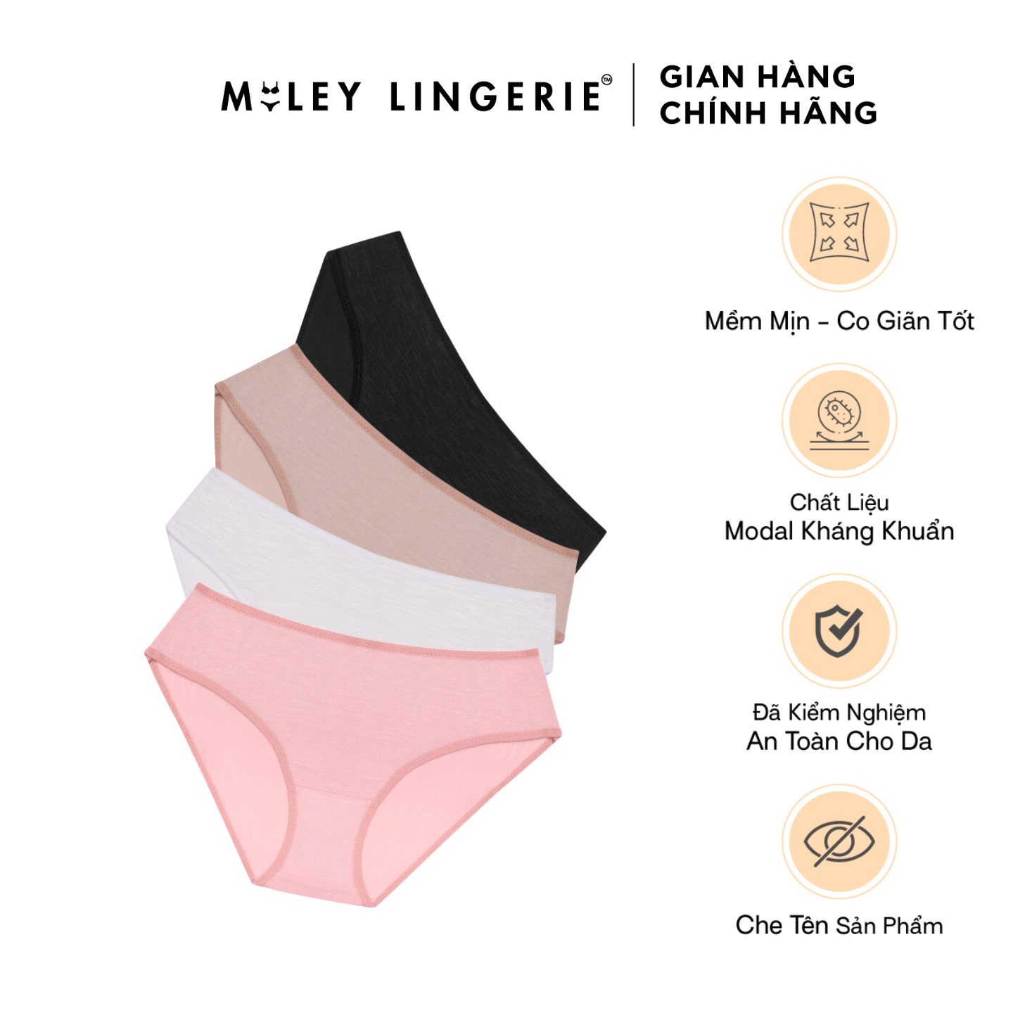 Combo 4 Quần Lót Nữ Cotton Flexi Basic Co Giãn Tốt Miley Lingerie - Giao màu ngẫu nhiên