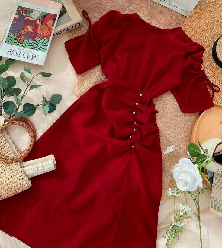 Đầm rút dây kết cườm quá đẹp thời trang nữ mẫu mới