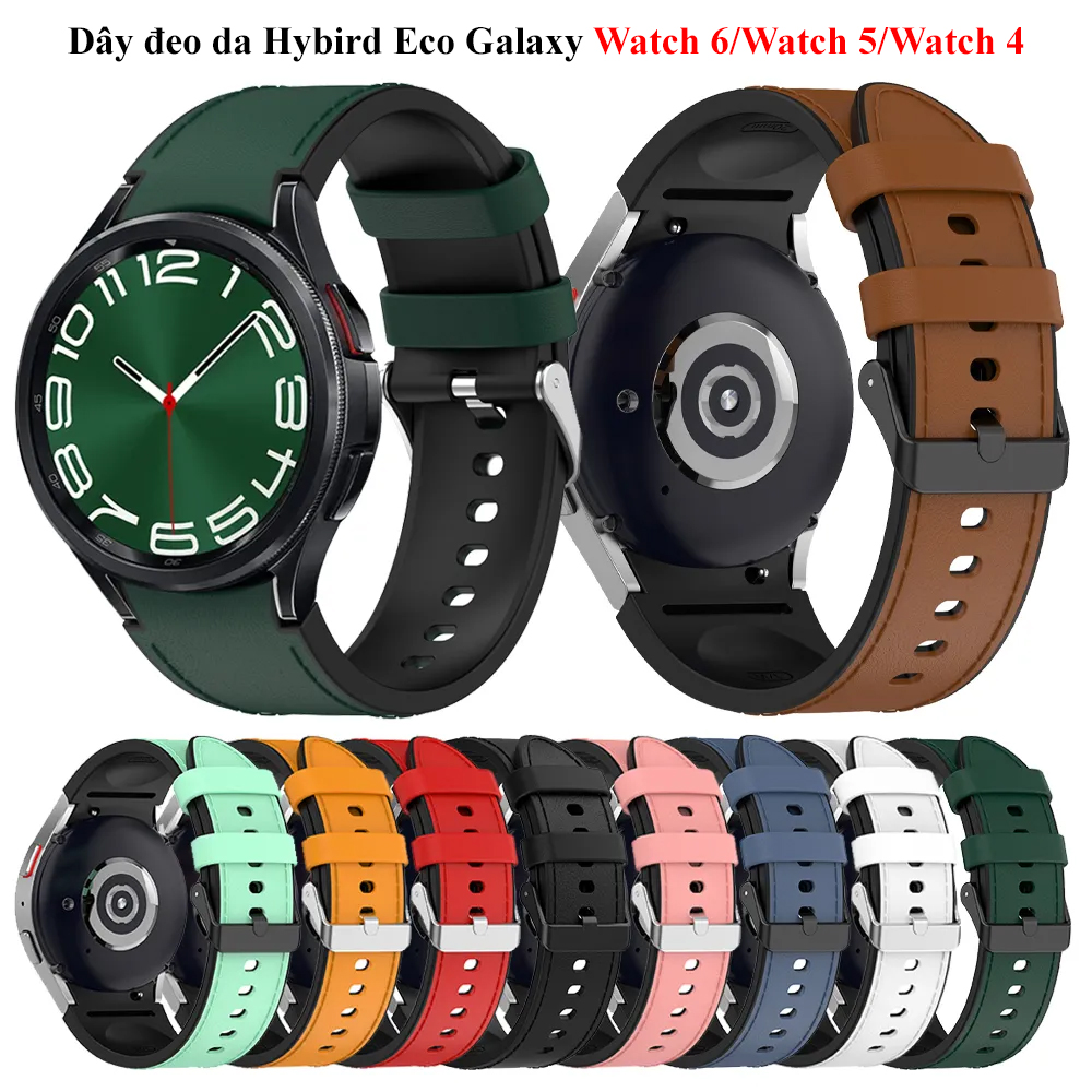 [Galaxy Watch 6 4] Dây đeo Da cao su Hybird Eco cho Galaxy Watch 6,Galaxy Watch 5,Galaxy Watch 4