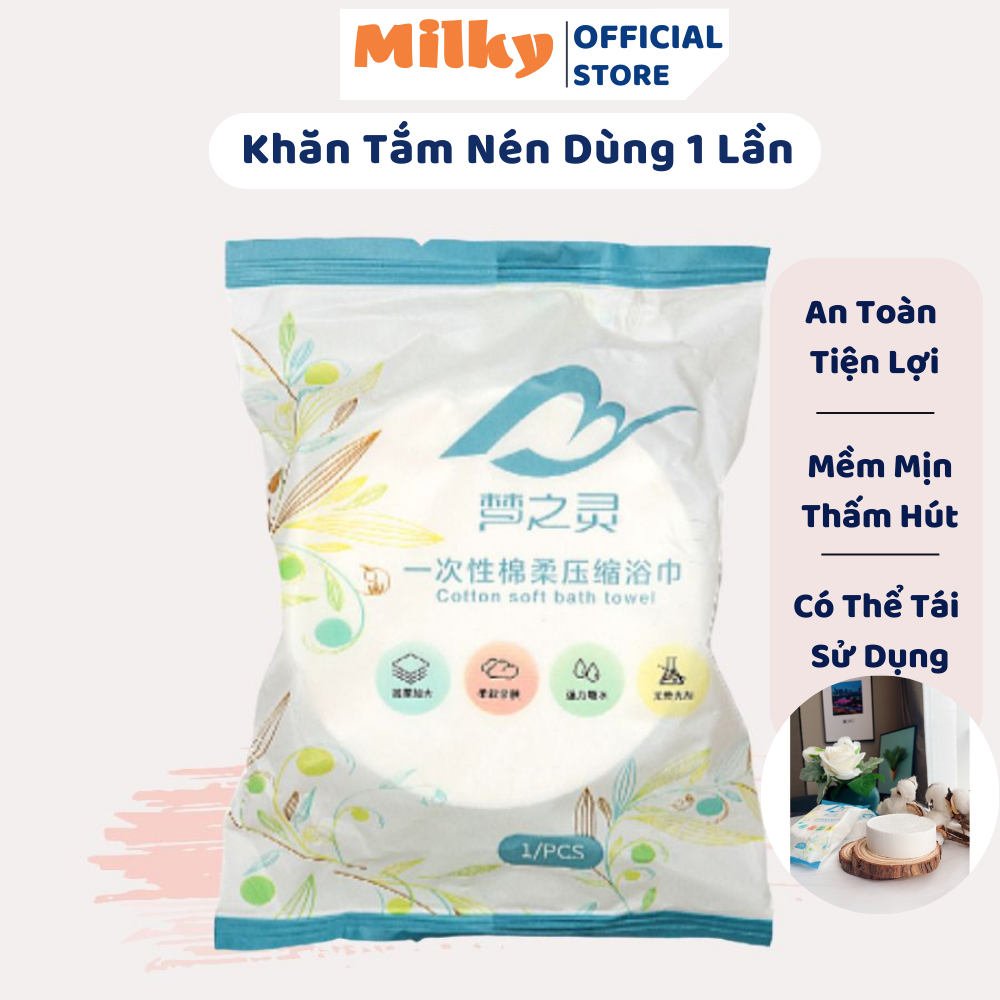Khăn tắm nén du lịch dùng 1 lần cotton tiện lợi - khăn tắm nén khách sạn