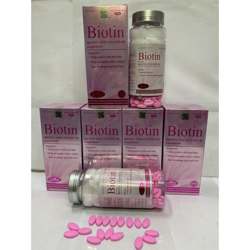 viên Biotin bổ sung biotin vitamin B5, giúp bảo vệ tóc cho tóc chắc khỏe, làm đẹp da chống lão hóa
