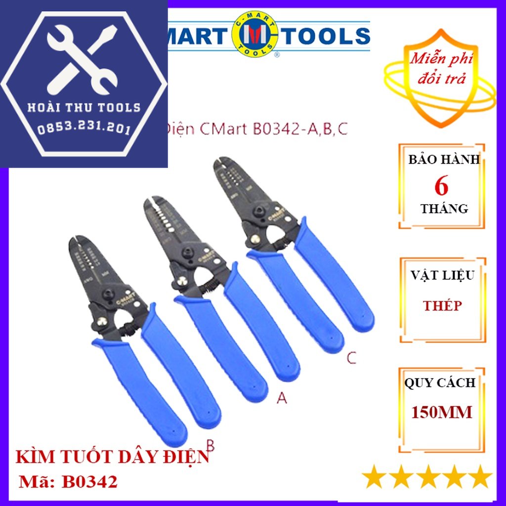 Kìm tuốt dây điện 150mm/6" b0342- a, b0342- b, b0342- c cmart