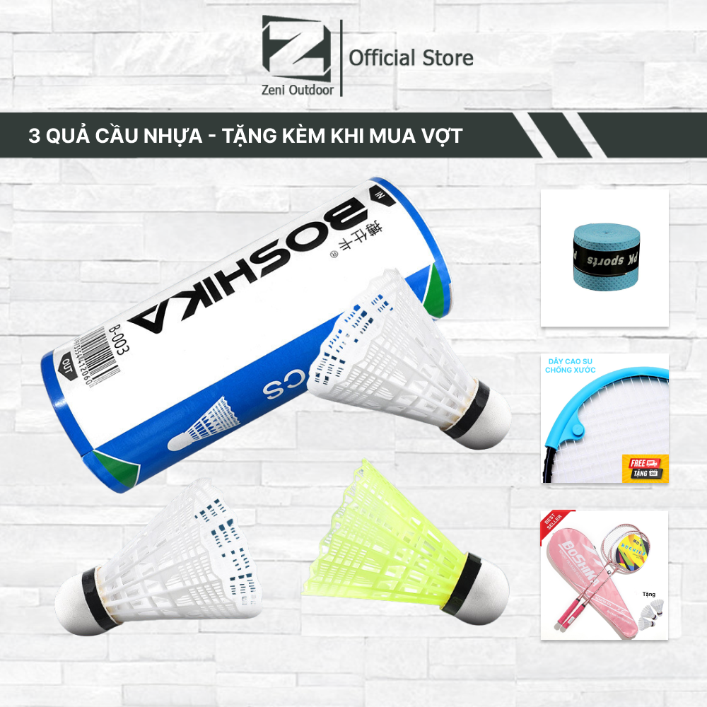 Quả cầu lông, set 3 quả cầu nhựa có hộp đựng - quà tặng kèm khi mua vợt cầu lông bosika