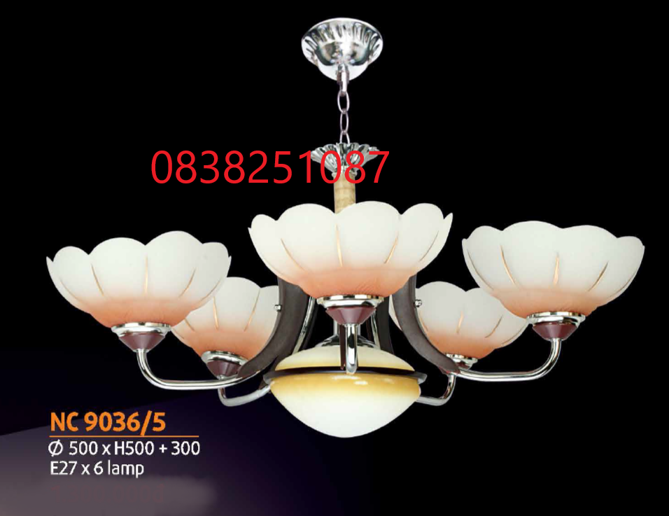 Đèn chùm phòng khách cao cấp nc9036/5 - tặng bóng led