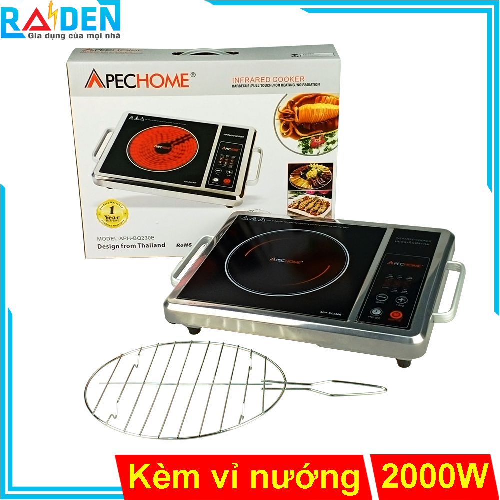 Bếp hồng ngoại apechome aph-bq230c,bếp nướng điện hồng ngoại,bếp điện từ, bếp từ hồng ngoại,thân inox không kén nồi,tiết kiệm điên năng dễ sử dụng cho các bưa tiệc tại gia.