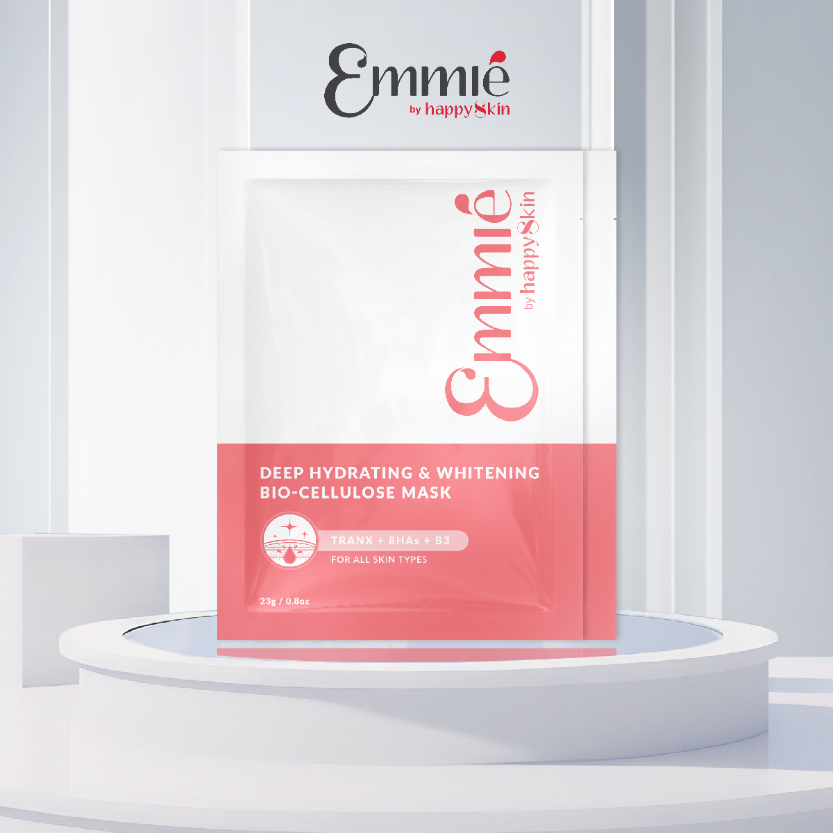 2 Mặt Nạ Dưỡng Trắng Super Hydrating & Whitening Bio Cellulose Mask Emmié by HappySkin