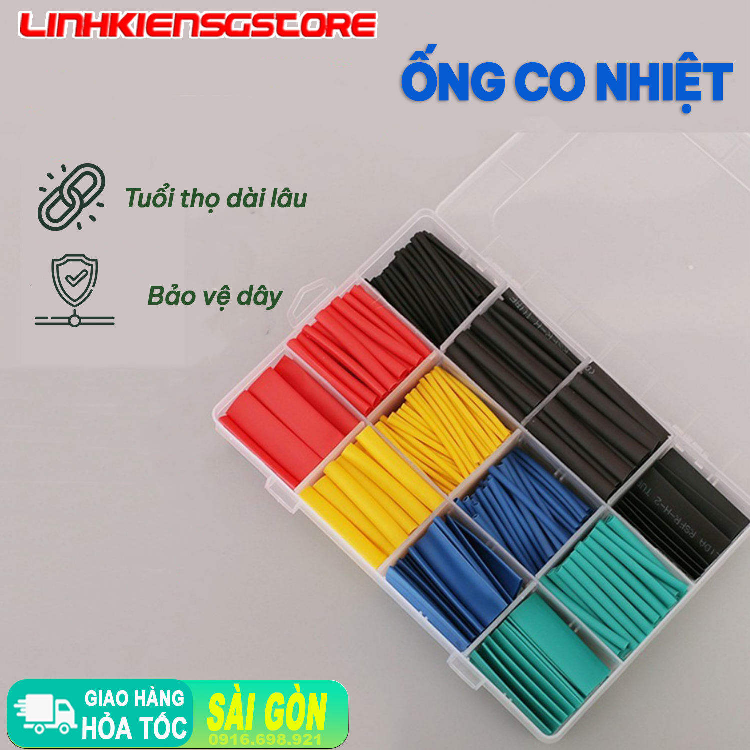 530 Chiếc ống co nhiệt cách điện chất liệu polyolefin, có đóng hộp 8 kích thước