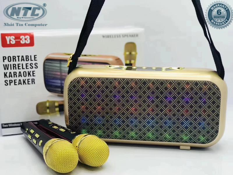 Loa karaoke xách tay kèm 2 micro ys-33 công suất 14w - âm thanh to rõ - phụ kiện 1986