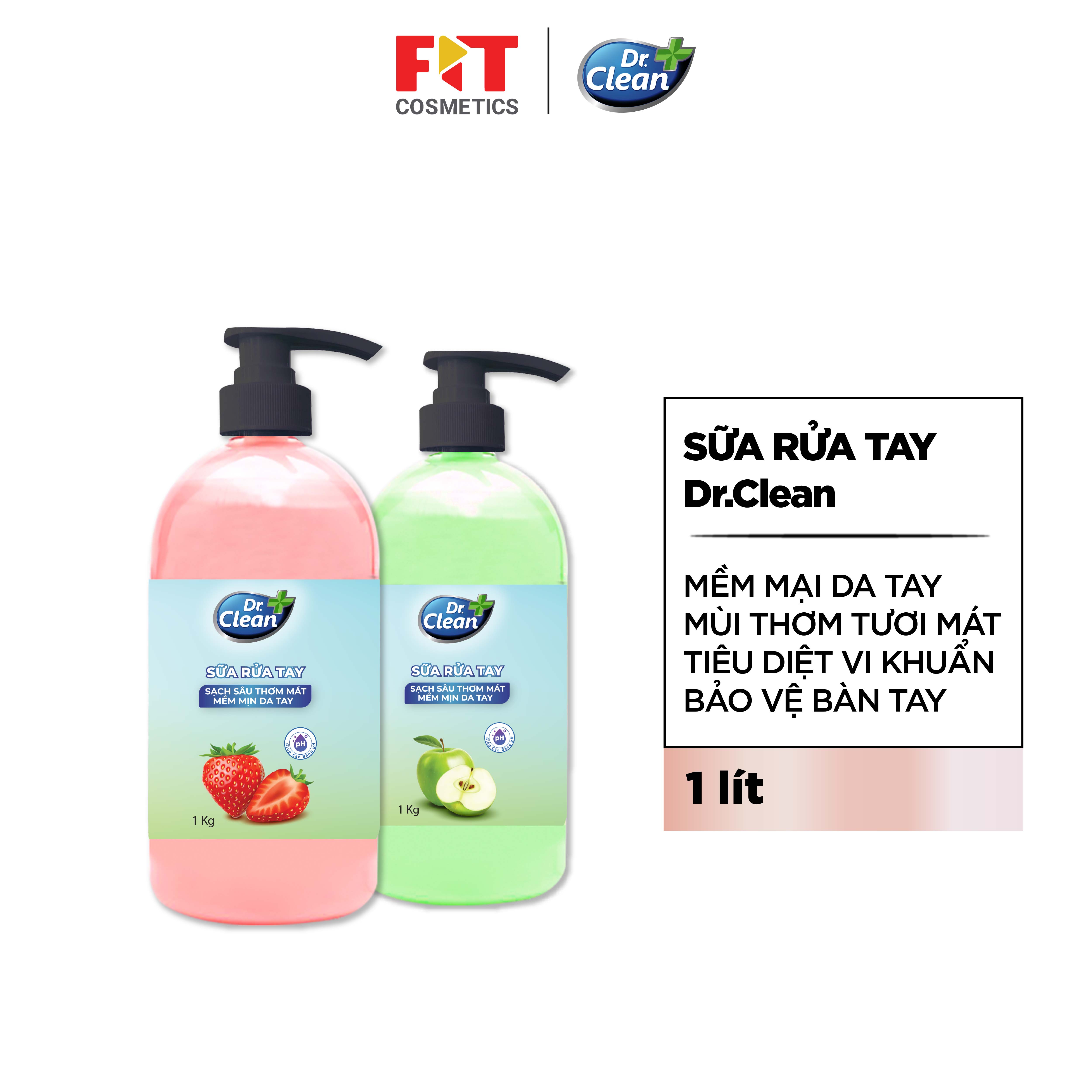Sữa rửa tay Dr.Clean sạch khuẩn mềm dịu da tay hương trái cây thanh mát 1L