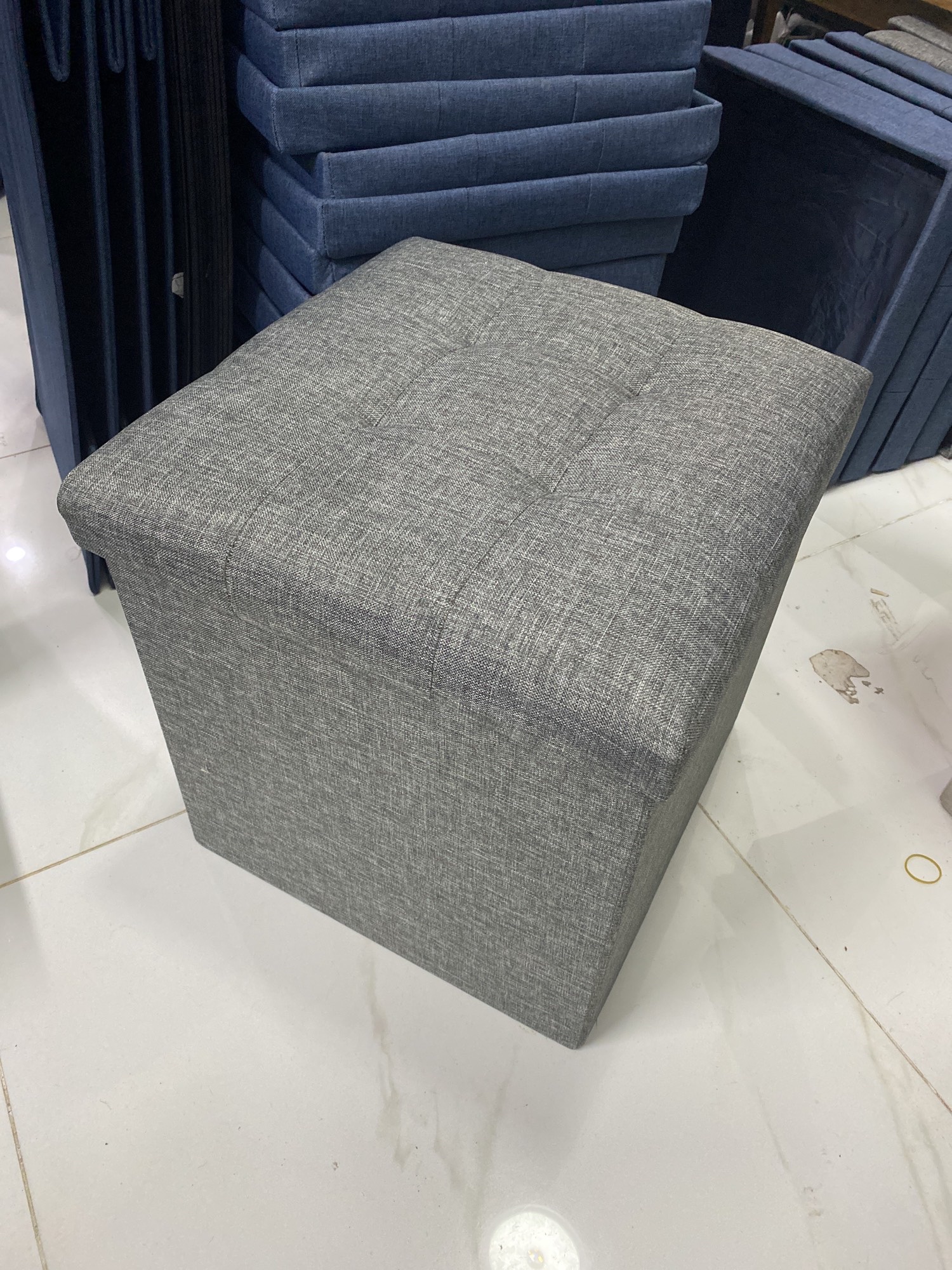 Đôn Ghế Kiêm Hộp Đựng Đồ (2 in 1) chất vải Oxford 600D cao cấp Kích Thước 39x39xcao 40cm