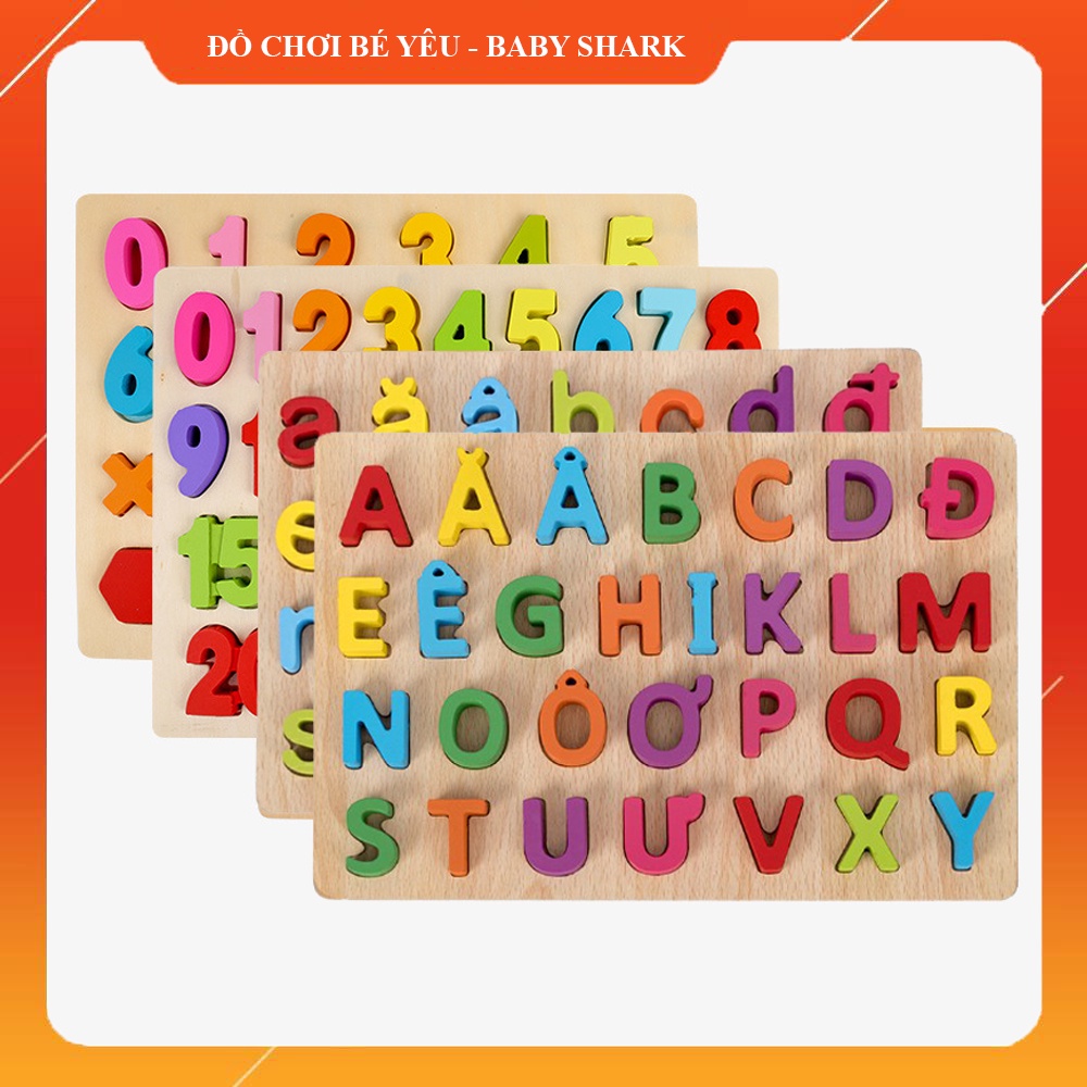 Bảng chữ cái tiếng việt, bảng chữ cái gỗ nổi chữ và số cho bé, kích thước 30x22cm, giúp bé phát triển tư duy