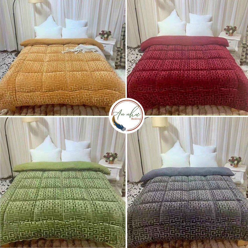 Chăn lông cừu chữ vạn 3,2kg kích thước 2mx2m2 An Như Bedding
