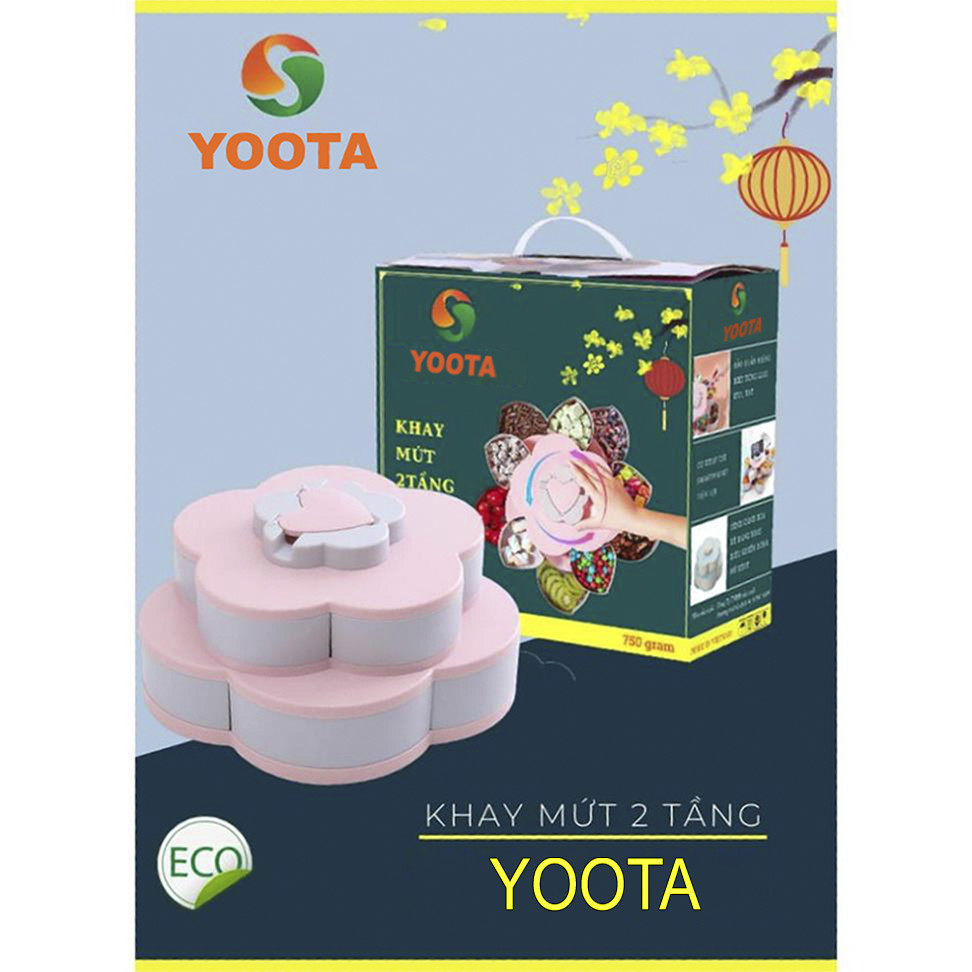 Khay Mứt Xoay, Khay Đựng Mứt Tết Bánh Kẹo 2 Tầng 10 Cánh Mẫu Mới 2021 Song Anh Chất Liệu Lúa Mạch An Toàn Có Rãnh Để Điện Thoại