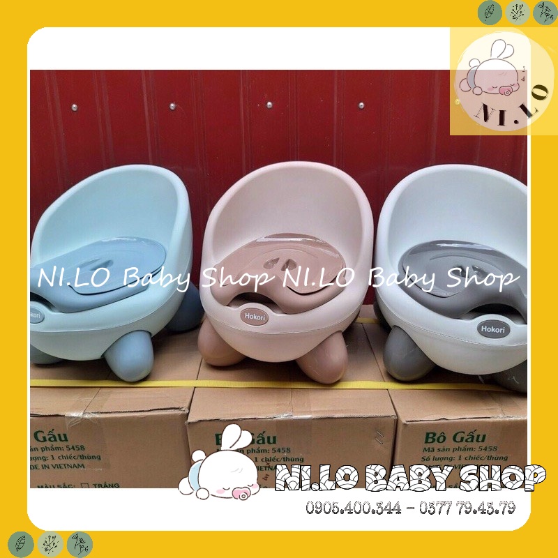 Bô Cho Bé Đi Vệ Sinh Cao Cấp Giúp Bé Tập Đi Vệ Sinh, Bô Gấu Hokori Có Ngăn Chứa Dễ Tháo Lắp Để Chùi Rửa nhựa Việt Nhật