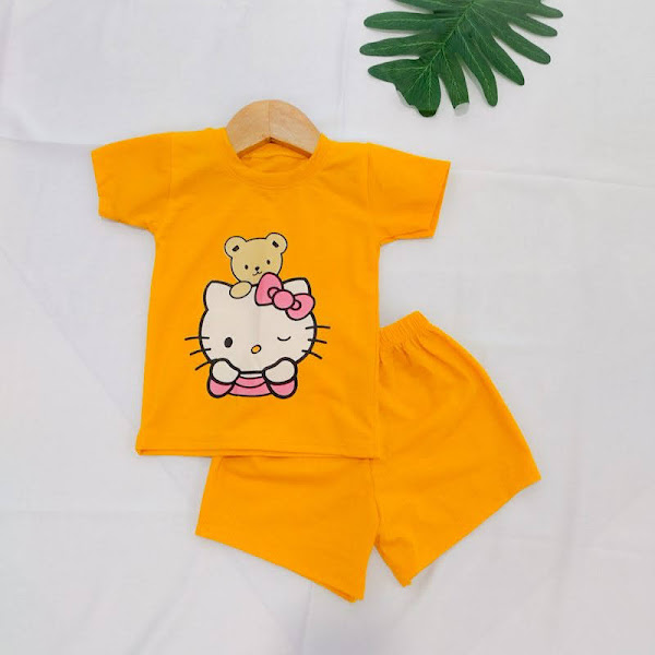 Đồ bộ thun cotton hello kitty cho bé gái từ 6kg - 25kg