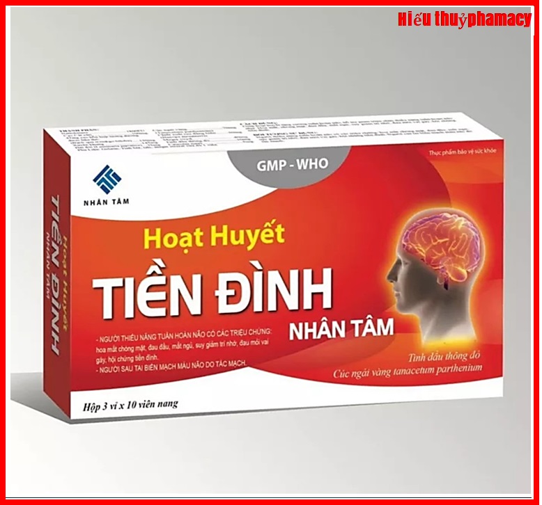 Hoạt Huyết Tiền Đình Nhân Tâm ,Thành Phần 100% Thảo dược Tinh Dầu Thông Đỏ,Cúc Ngải Vàng  Giúp phá tan cục máu đông, giảm hoa mắt,chóng mặt, đau đầu, mất ngủ,suy giảm trí nhớ, đau mỏi vai gáy, hội chứng tiền đình hộp30 viên