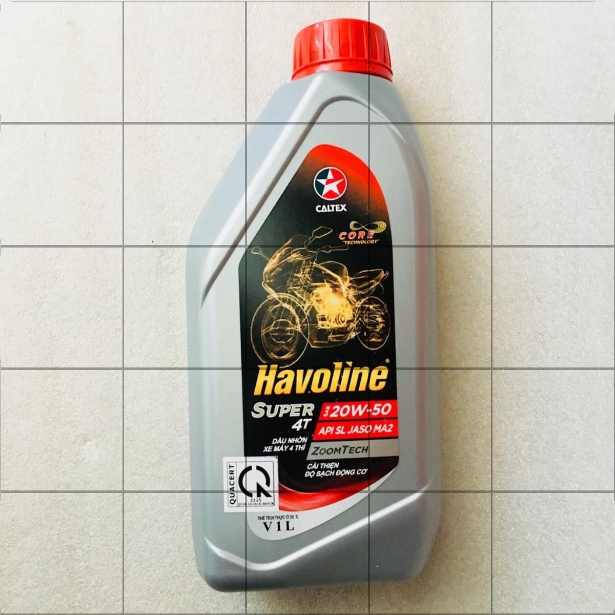 NHỚT HAVOLINE SUPER 4T SAE 20w50 800ML - XE SỐ chai xám nắp đỏ