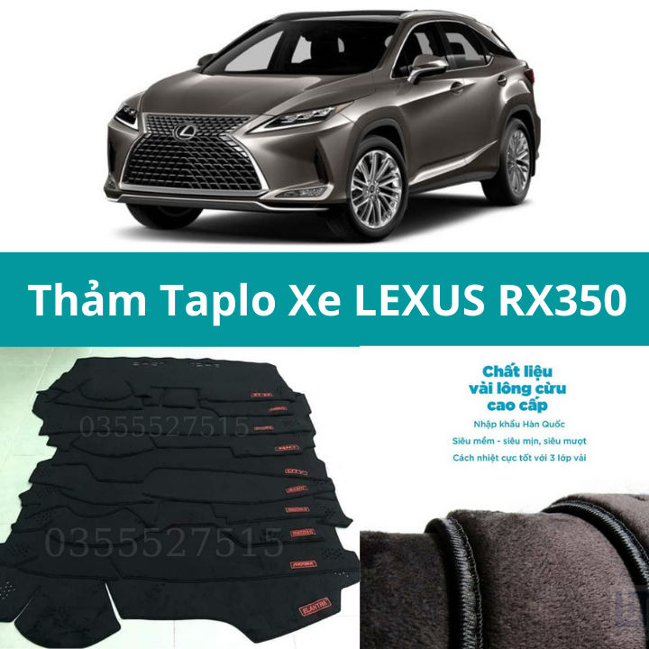 Thảm taplo LEXUS RX350 bằng lông Cừu 3 lớp hoặc Da Cacbon cao cấp Đồ chơi  cho xe ô tô