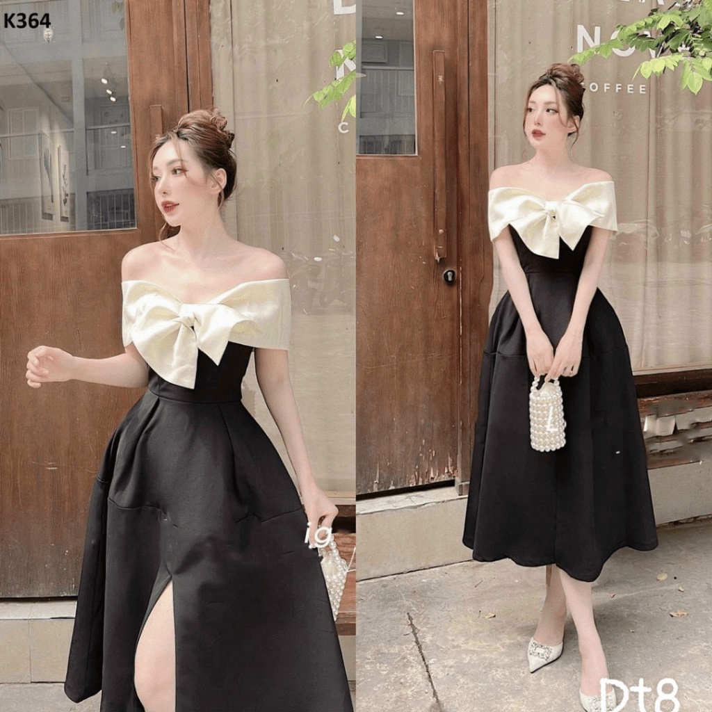 Mẫu mới về cho tiểu thư - đầm thiết kế tay nơ trễ vai