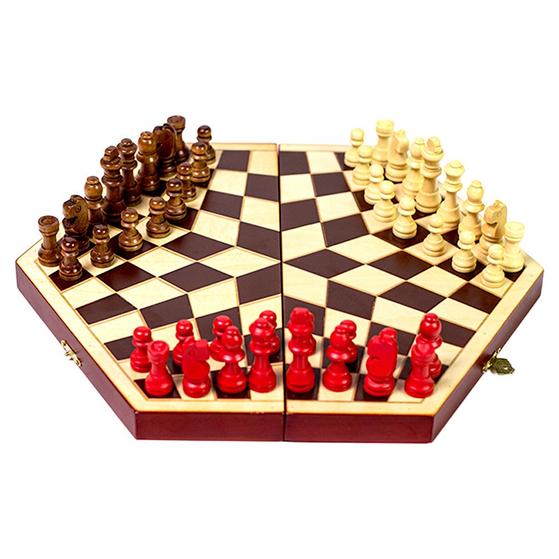 Bộ cờ vua tam quốc biến thể gỗ cao cấp dành cho 3 người chơi mẫu mới