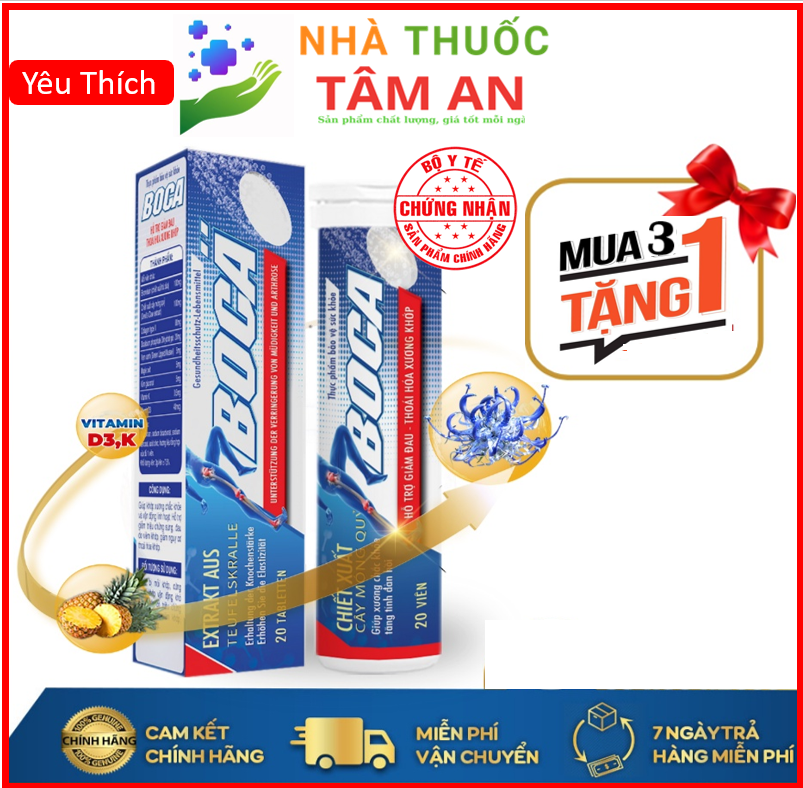 Viên sủi xương khớp Boca - Hộp 20 Viên, Giải Pháp Cho Bệnh Đau Nhức Xương Khớp (Hộp 20 viên)