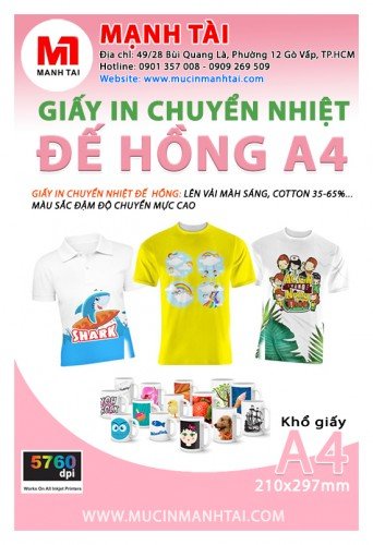 Giấy in chuyển nhiệt đế hồng - Giấy in chuyển nhiệt Hàn Quốc, dùng cho máy in mực nhiệt