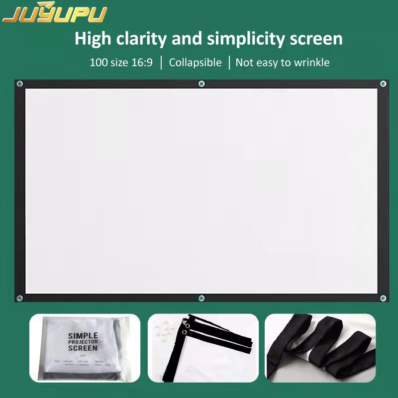 Màn chiếu treo tường di động 100inch tương phản cao 2 mặt trắng chống ánh sáng không nhăn không hạn chế góc nhìn màn máy chiếu