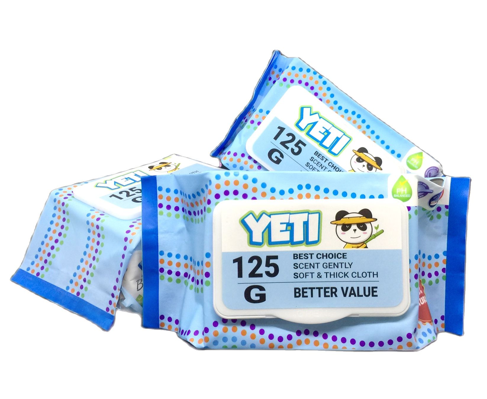10 gói khăn ướt yeti xanh 125 tờ, vải dầy khăn giấy ướt không cồn có thể dùng được cho bé không mùi. giá sỉ