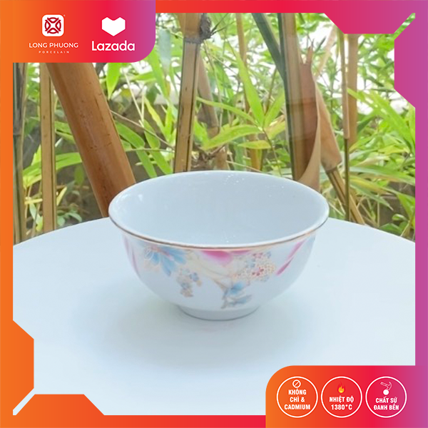 Chén sứ, chén đựng gia vị sứ, bát sứ, bát sứ đựng gia vị, bát mắm loe hoa 07 - Bát tô con miệng loe đựng gia vị, đựng mắm hình bông lau sứ Long Phương