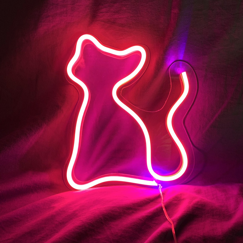 Đèn led neon hình mèo con 22x22cm nhiều màu sắc lựa chọn decor phòng ngủ siêu đẹp