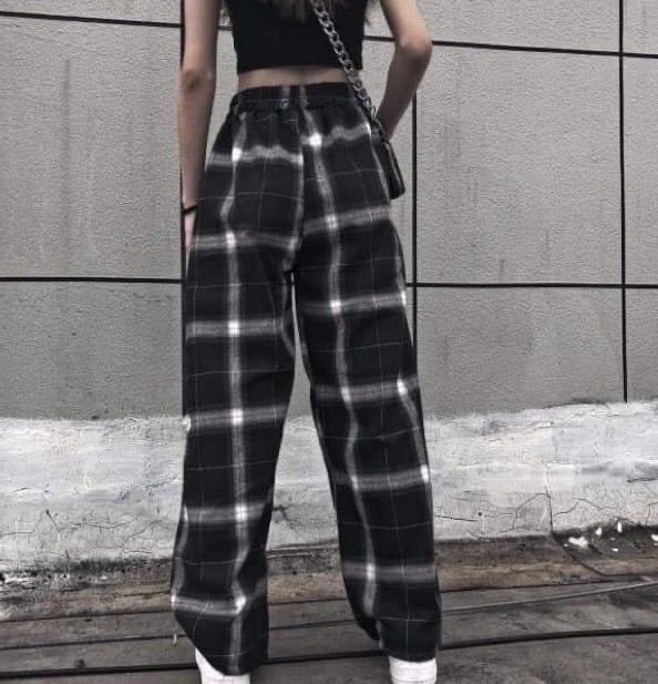 [ Phương Linh Luxury 1688 ]  XẢ KHO Quần Suông Kẻ Caro Ống Rộng Kéo Dài Chân Cực Hot E4
