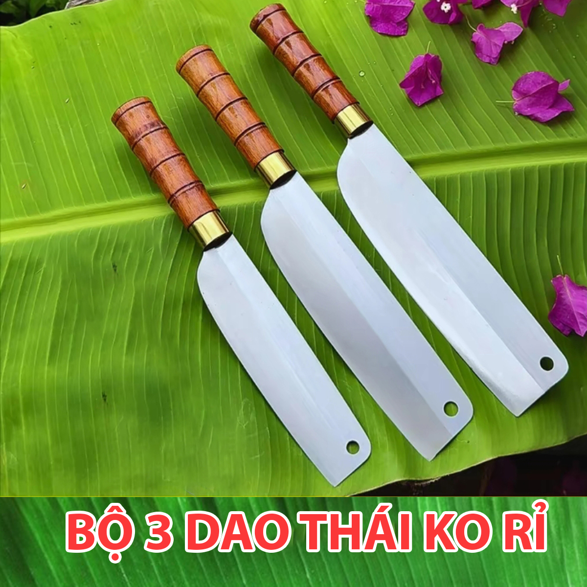 Bộ 3 dao thái thép trắng không gỉ cao cấp