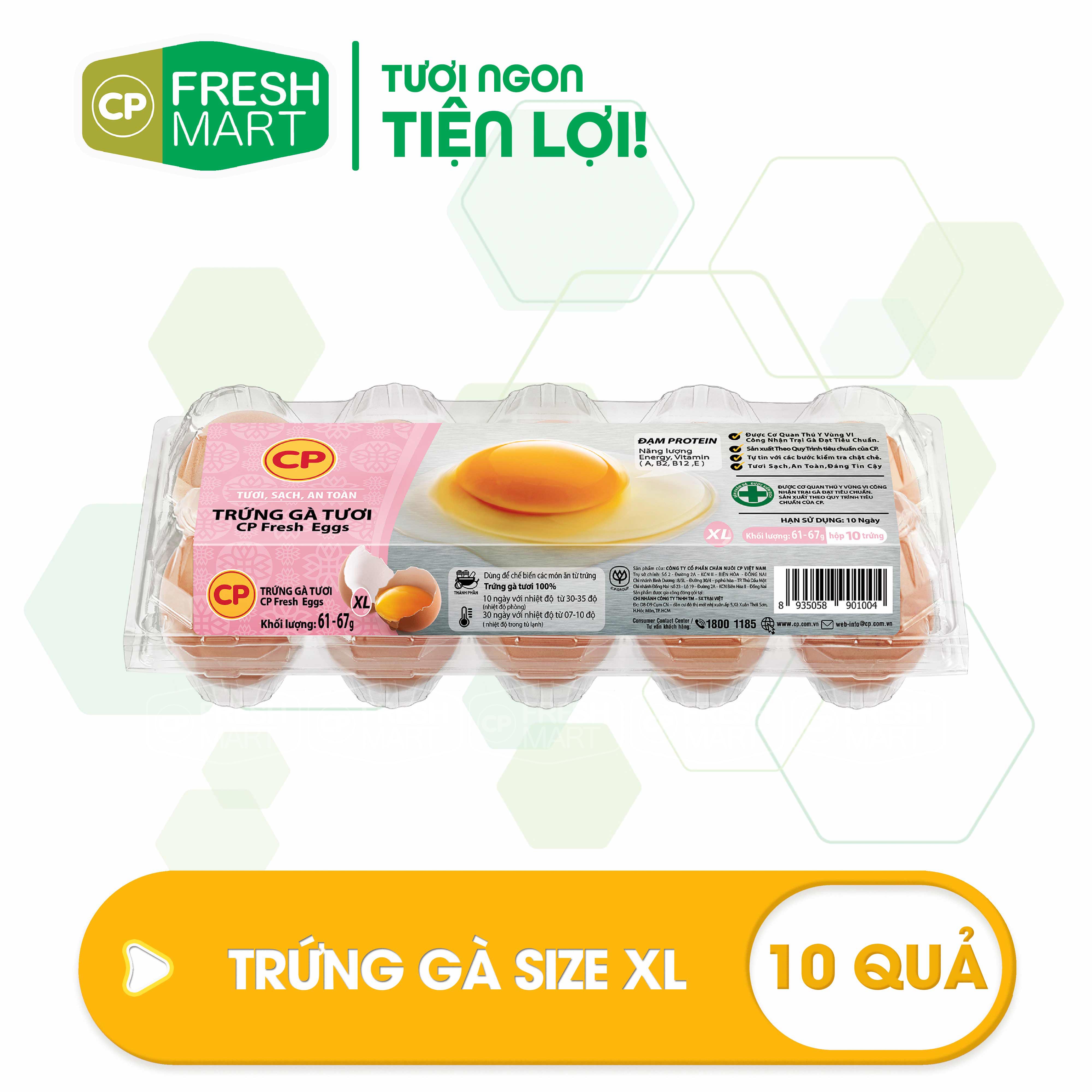 Trứng gà cp size l - vỉ 10 trứng - trứng tươi về mỗi ngày - cp fresh mart