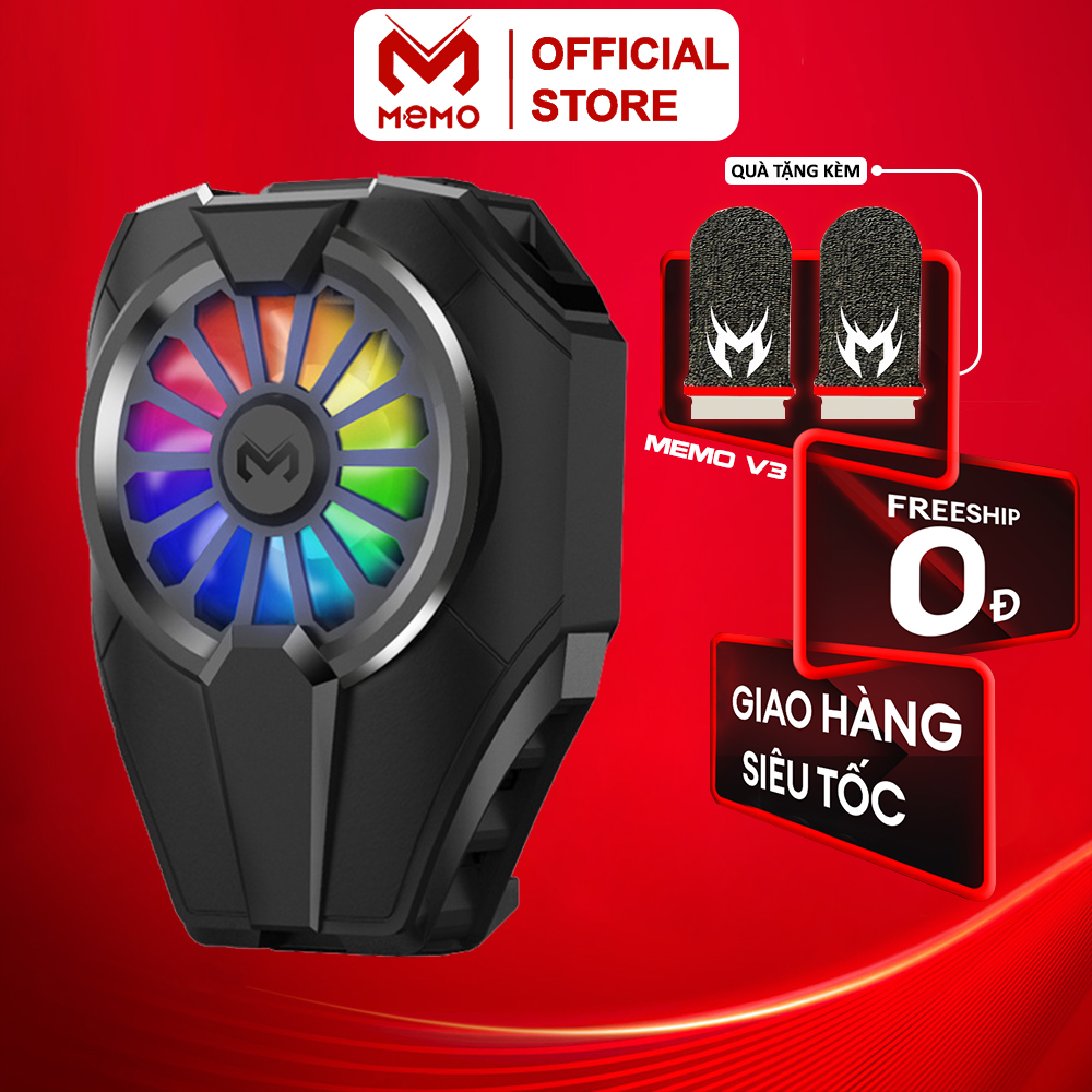Quạt tản nhiệt điện thoại MEMO DL06 Công nghệ Sò lạnh | Quạt 9 cánh chống ồn | Led RGB esport | Phong cách Gaming làm lạnh sâu tránh giật lag khi chơi game Mobile giúp bảo vệ và tăng tuổi thọ cho Pin - Hàng chính hãng