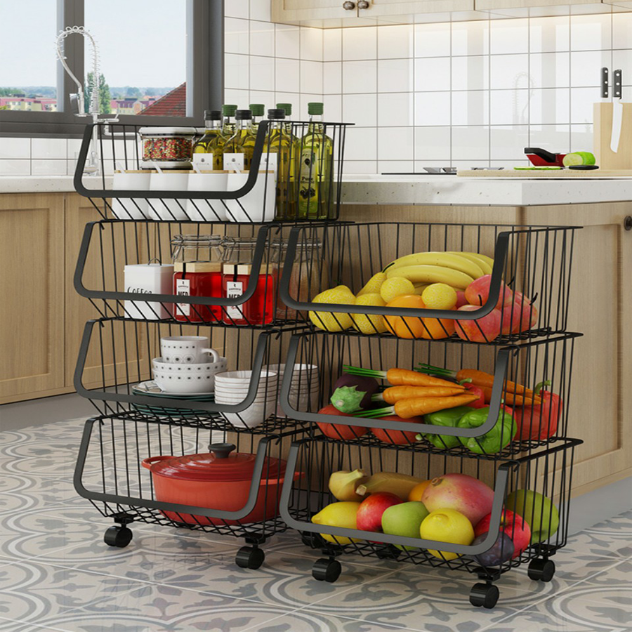 Kệ rổ sắt đa năng nhà bếp đựng rau củ quả tiết kiệm không gian có bánh xe Bắc Lãm Shop