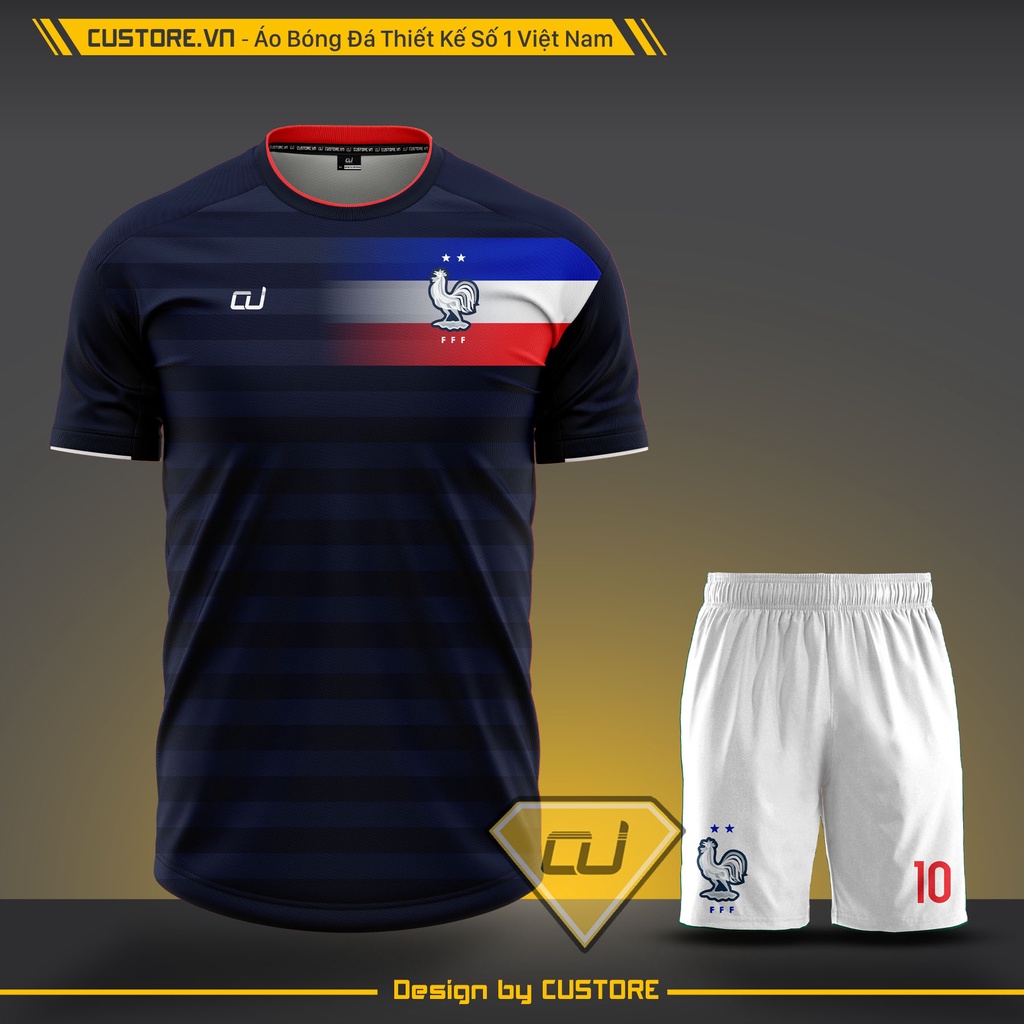 [HCM]Bộ quần áo đá bóng ĐỘI TUYỂN PHÁP Navy Đỏ Trắng CUSTORE giá rẻ